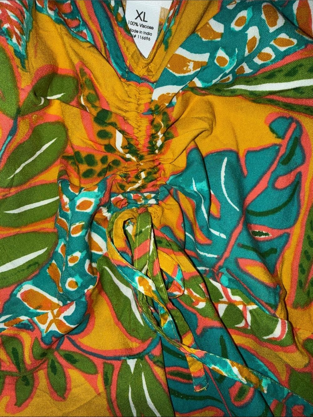 Japna Mustard & Teal Tropical Print Sundress - Picture 6 of 8